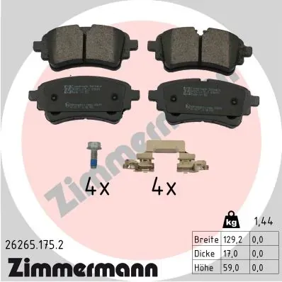 Pastillas de freno traseras 262651752 Zimmermann