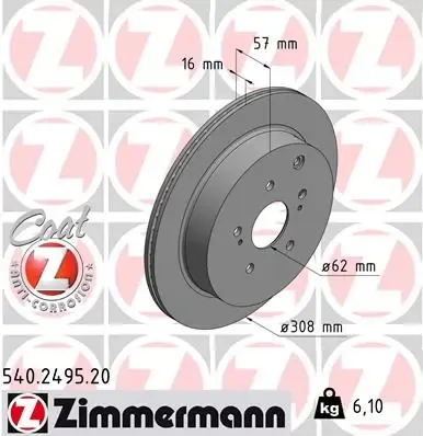 Disco de freno trasero 540249520 Zimmermann