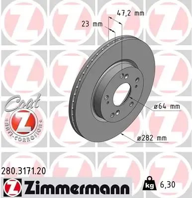 Disco de freno 280317120 Zimmermann