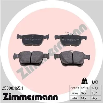 Pastillas de freno traseras 250081651 Zimmermann