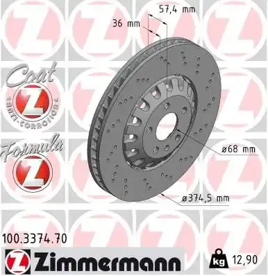 Disco de freno 100337470 Zimmermann