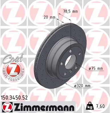 Disco de freno trasero 150345052 Zimmermann