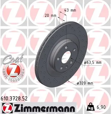 Disco de freno trasero 610372852 Zimmermann