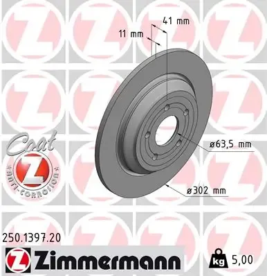Disco de freno trasero 250139720 Zimmermann