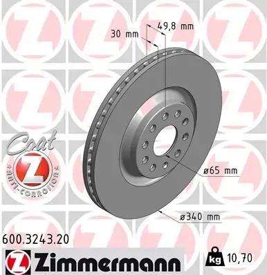 Disco de freno 600324320 Zimmermann