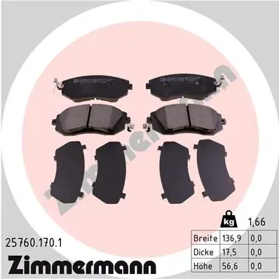 Pastillas de freno 257601701 Zimmermann