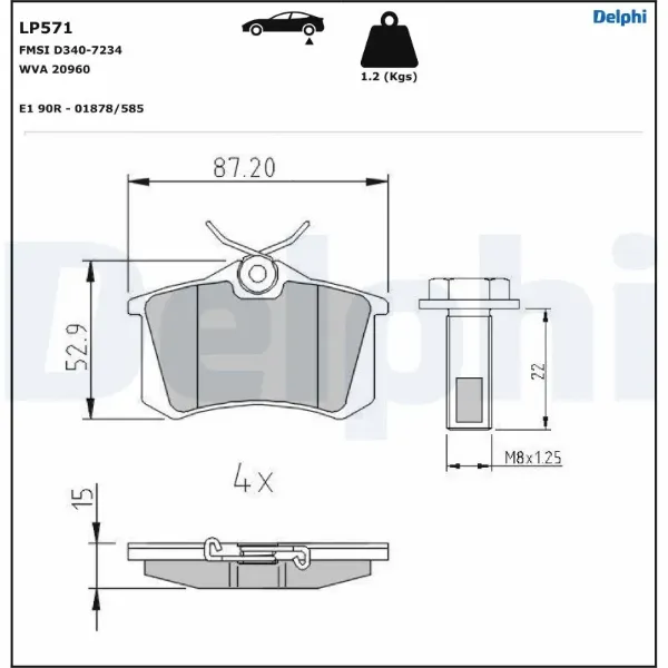 Pastillas de freno traseras LP571 Delphi