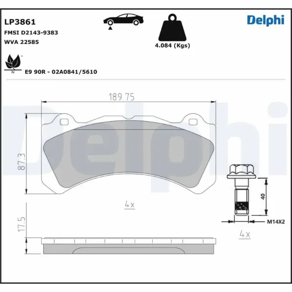 Pastillas de freno LP3861 Delphi