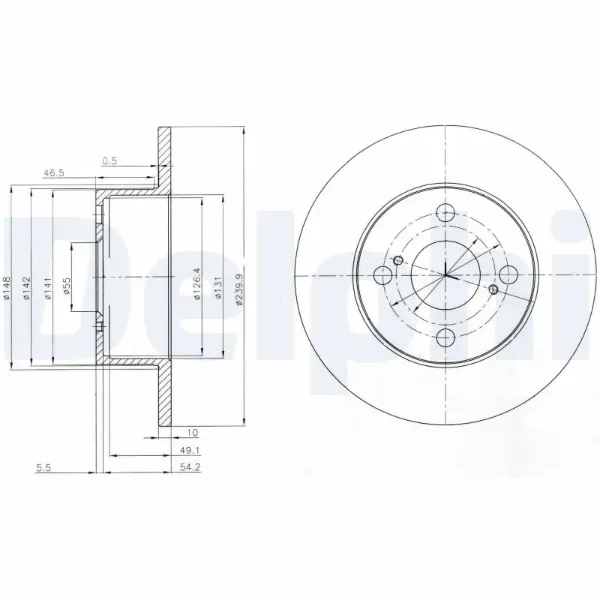 Disco de freno trasero BG4050 Delphi
