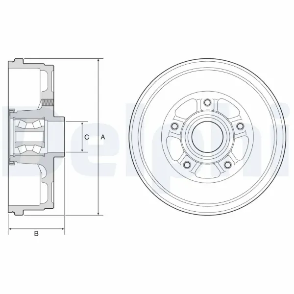 Tambor de freno trasero BFR611 Delphi