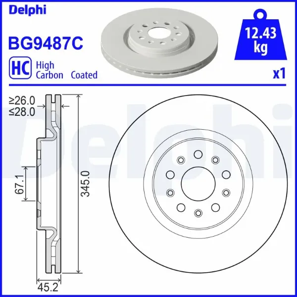 Disco de freno BG9487C Delphi