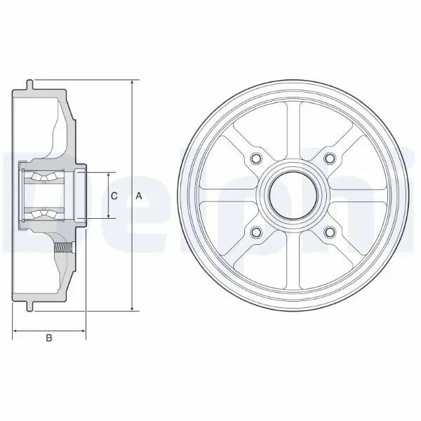 Tambor de freno trasero BFR484 Delphi