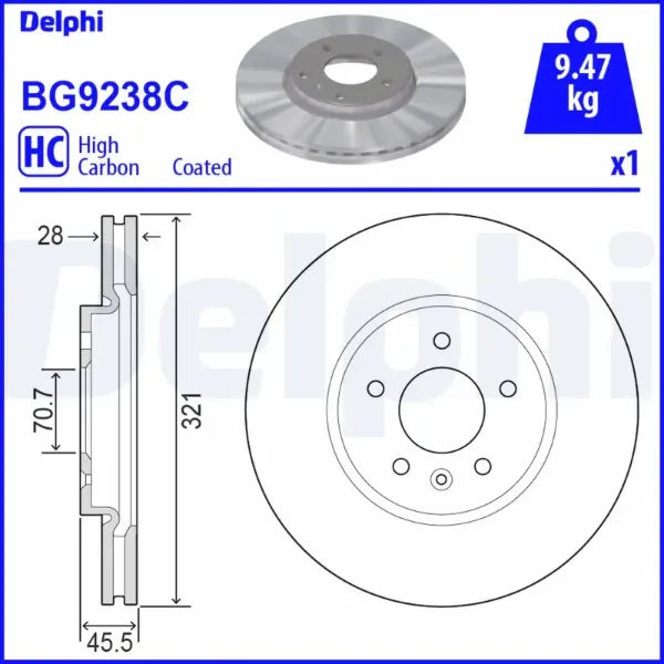 Disco de freno BG9238C Delphi