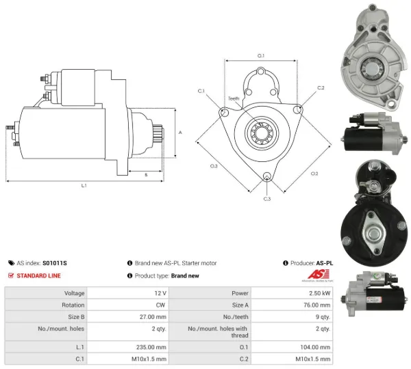 Motor de arranque S01011S As-pl