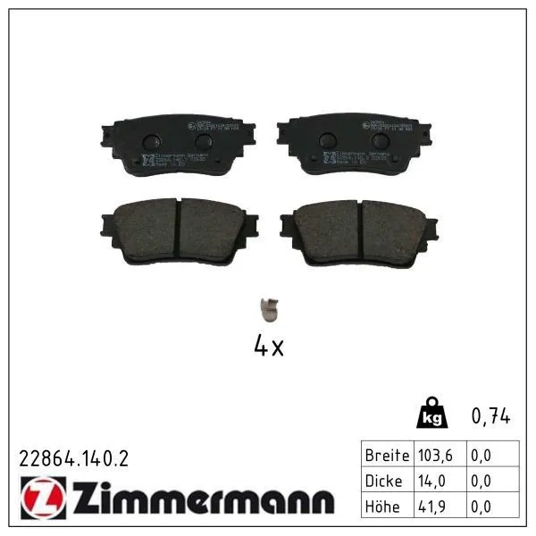 Pastillas de freno traseras 228641402 Zimmermann