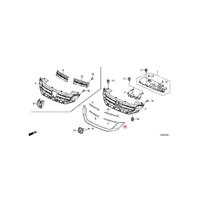 Moldura inferior de la parrilla del radiador HONDA 71122T2FA01ZB