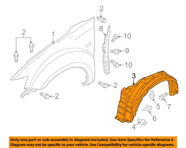 Guardalodos interior izquierdo, guardafango delantero 5370A953 Mitsubishi