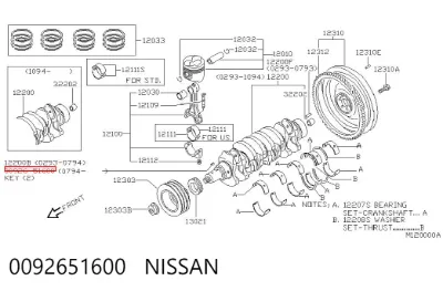 Chaveta de cigüeñal NISSAN 0092651600
