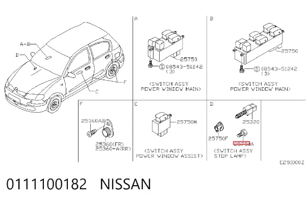Tornillo (tuerca) de sujeción 0111100182 Nissan/Infiniti