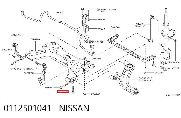 Perno de fijación del brazo de suspensión delantero superior 0112501041 Nissan/Infiniti