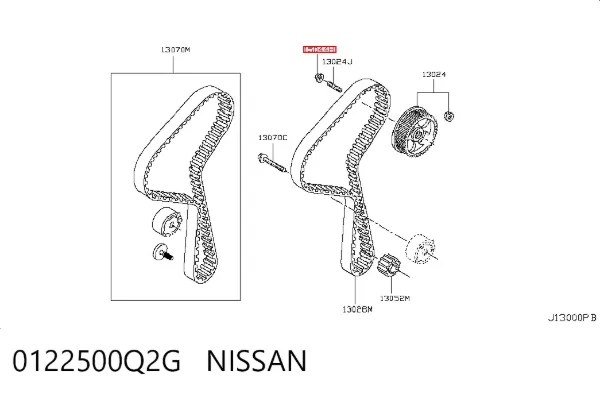 Tuerca del engranaje del árbol de levas 0122500Q2G Nissan/Infiniti