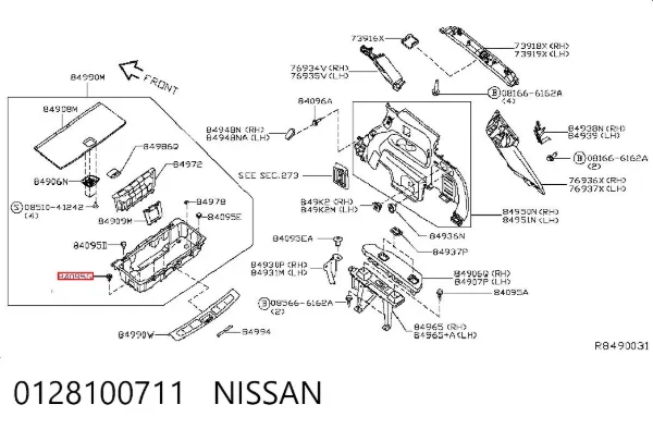 Clip de fijación de revestimiento de puerta 0128100711 Nissan/Infiniti