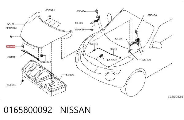 Tope del capó 0165800092 Nissan/Infiniti
