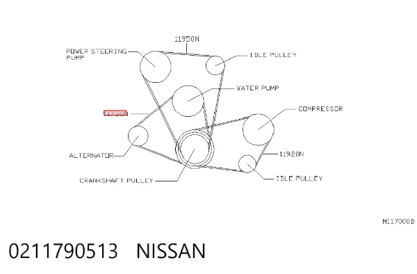 Correa de alternador 0211790513 Nissan/Infiniti