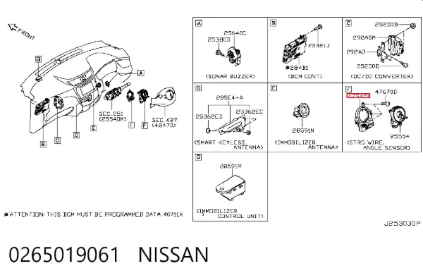 Sensor angulo de giro 0265019061 Nissan/Infiniti