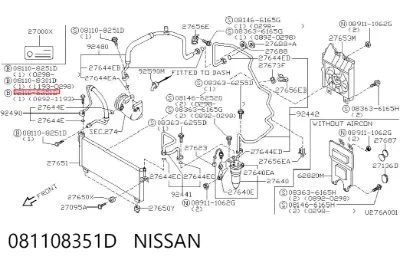 Perno del sistema de escape (silenciador) NISSAN 081108351D