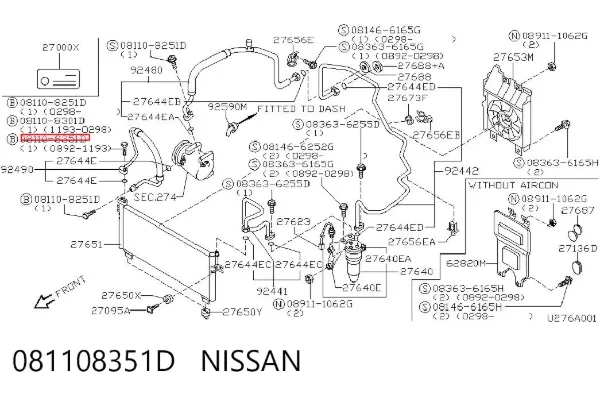 Perno del sistema de escape (silenciador) 081108351D Nissan/Infiniti