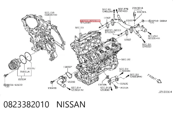 Perno (espárrago) del colector de escape 0823382010 Nissan/Infiniti