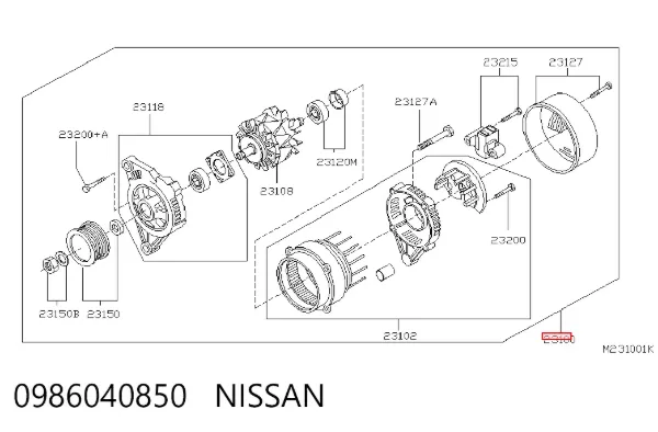 Alternador 0986040850 Nissan/Infiniti