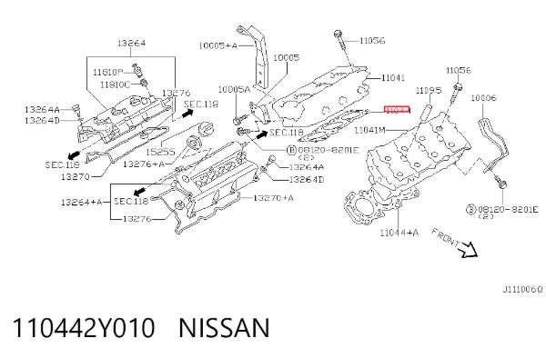 Junta de culata derecha 110442Y010 Nissan/Infiniti