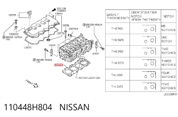 Junta de culata 110448H804 Nissan/Infiniti