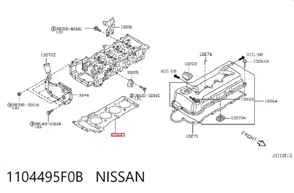 Junta de culata 1104495F0B Nissan/Infiniti