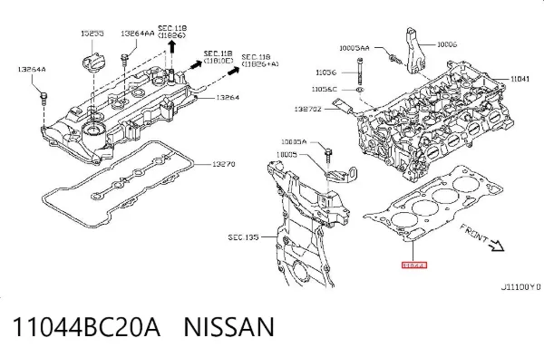 Junta de culata 11044BC20A Nissan/Infiniti