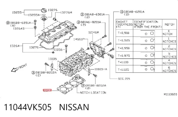 Junta de culata 11044VK505 Nissan/Infiniti