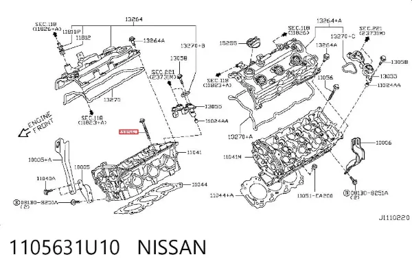 Tornillo culata 1105631U10 Nissan/Infiniti