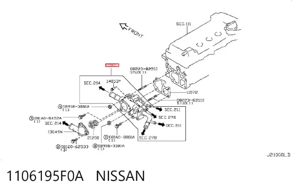 Caja de termostato 1106195F0A Nissan/Infiniti