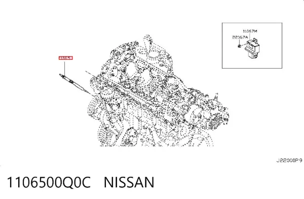 Bujía de precalentamiento 1106500Q0C Nissan/Infiniti