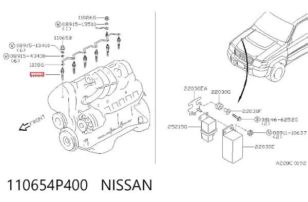 Bujía de precalentamiento 110654P400 Nissan/Infiniti