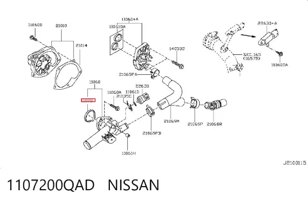 Junta de termostato 1107200QAD Nissan/Infiniti