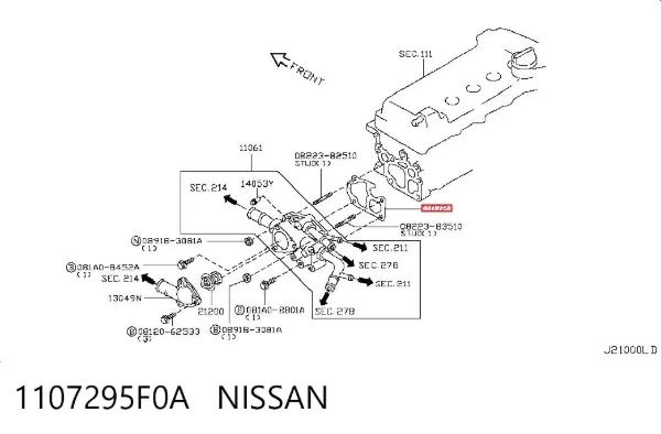 Junta de termostato 1107295F0A Nissan/Infiniti