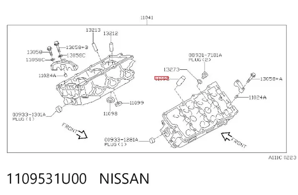 Anillo de sellado del pozo de la bujía 1109531U00 Nissan/Infiniti