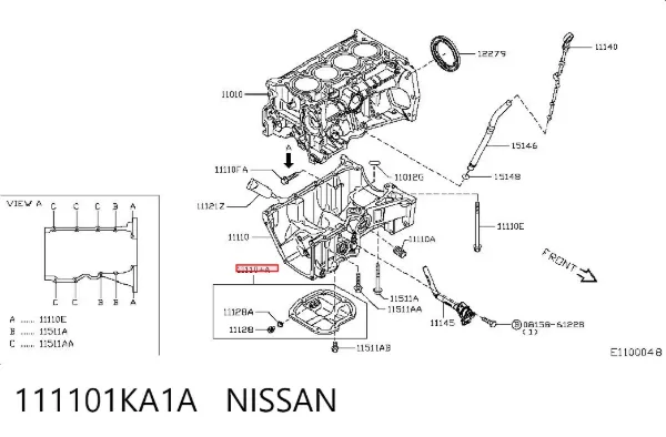 Cárter de aceite del motor 111101KA1A Nissan/Infiniti