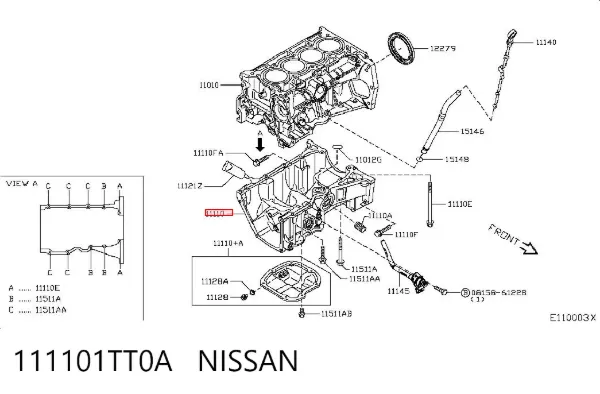 Cárter de aceite del motor 111101TT0A Nissan/Infiniti