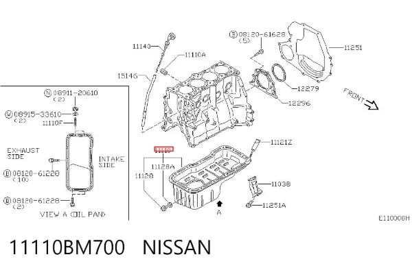 Cárter de aceite del motor 11110BM700 Nissan/Infiniti