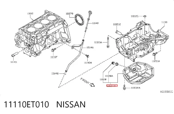 Cárter de aceite del motor 11110ET010 Nissan/Infiniti