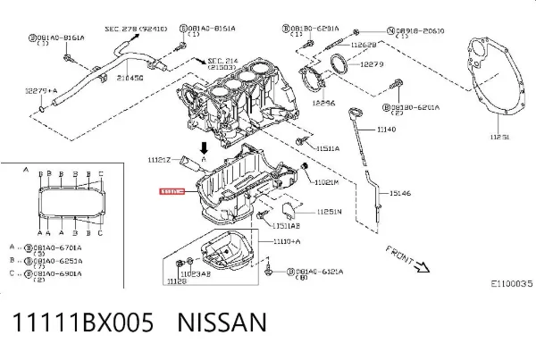 Cárter de aceite del motor 11111BX005 Nissan/Infiniti